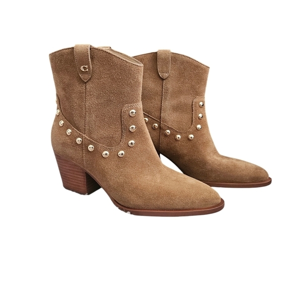 New Authentic Coach Women’s Paline Suede Bootie in Coconut Color Boots Sz 7 NWOT - Picture 1 of 8